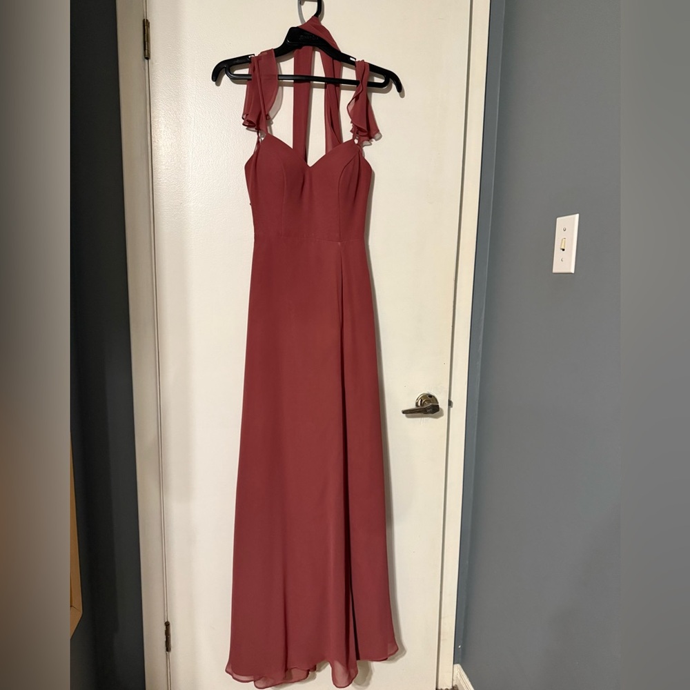 Bridesmaid/ prom dress 
Desert Rose
A0- minor alterations: shortened slightly
